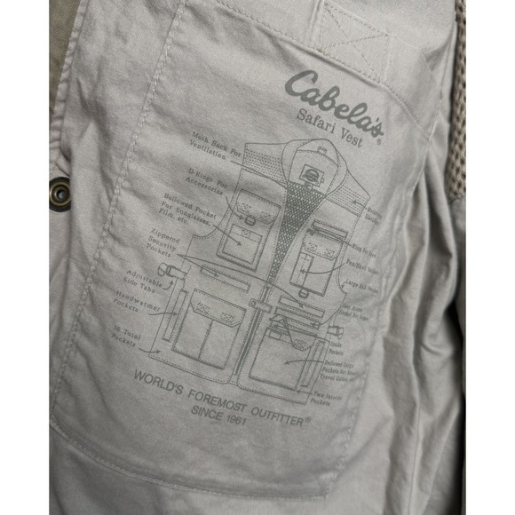 Cabela's Safari Series Hunting Fishing Hiking Photo Vest Size L Beige Pockets - Picture 2 of 6